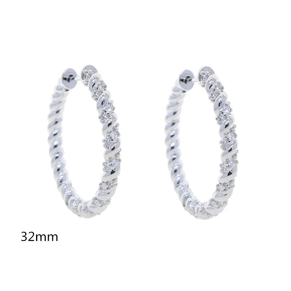 Sparking Bling Classic Fashion Women Jewelry Micro Pave 5A CZ Cubic Zirconia Small Medium Big Sized Hoop Earring
