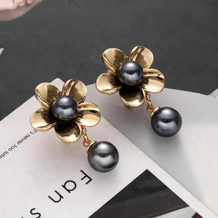 Women Jewelry Fashion Designer Zinc Alloy High Quality Clip on Earrings Hawaiian Ear Clips