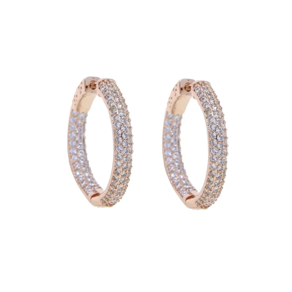 Sparking Bling Classic Fashion Women Jewelry Micro Pave 5A CZ Cubic Zirconia Small Medium Big Sized Hoop Earring