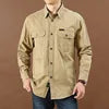 M-6XL New Fashion Men Spring Autumn Shirts Cotton Workwear Pockets Button Lapel Plus Size Long Sleeve Tops Blouse Casual Shirt