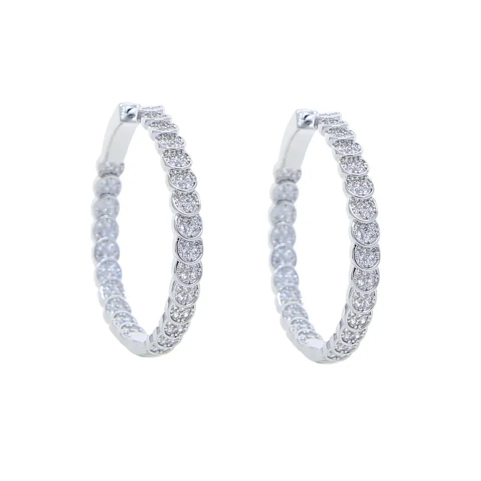 Sparking Bling Classic Fashion Women Jewelry Micro Pave 5A CZ Cubic Zirconia Small Medium Big Sized Hoop Earring