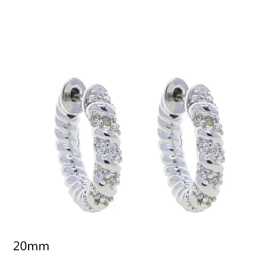 Sparking Bling Classic Fashion Women Jewelry Micro Pave 5A CZ Cubic Zirconia Small Medium Big Sized Hoop Earring