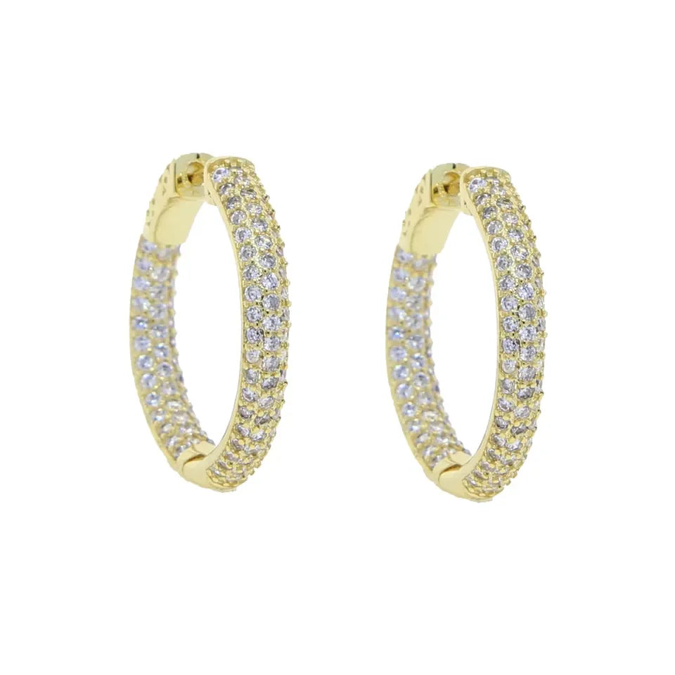 Sparking Bling Classic Fashion Women Jewelry Micro Pave 5A CZ Cubic Zirconia Small Medium Big Sized Hoop Earring