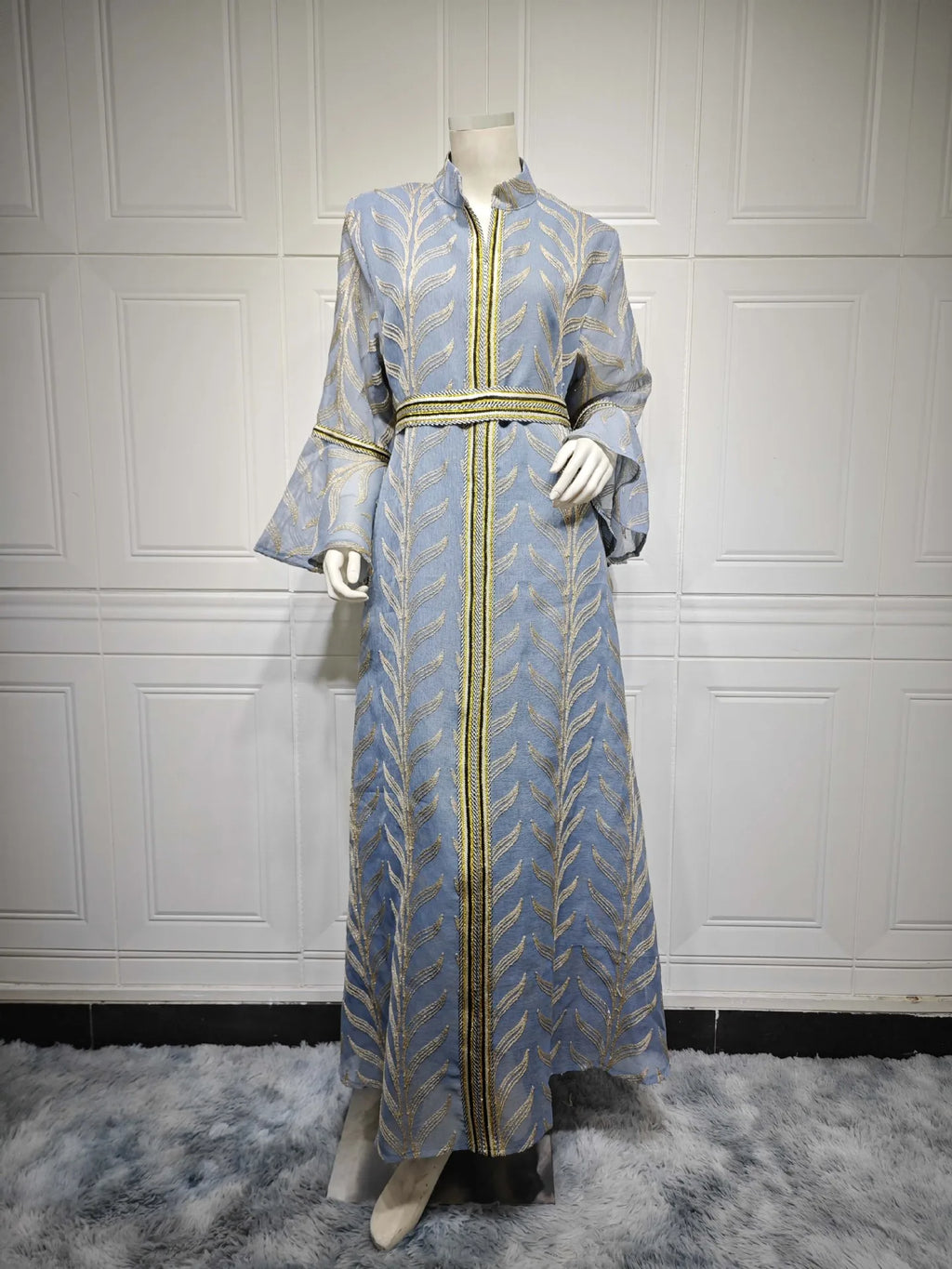 Dubai Abaya Luxury for Muslim Women Elegant Embroidery Dress Women Wedding Fashion Clothing 2024 Long Sleeve Belted Arab Robe