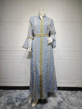 Dubai Abaya Luxury for Muslim Women Elegant Embroidery Dress Women Wedding Fashion Clothing 2024 Long Sleeve Belted Arab Robe