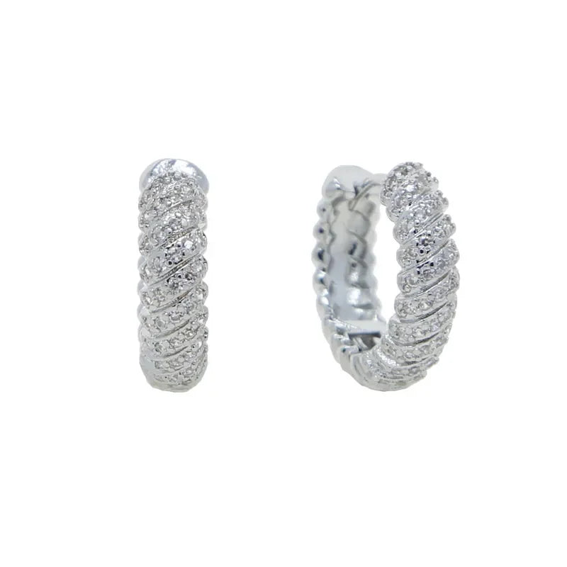Sparking Bling Classic Fashion Women Jewelry Micro Pave 5A CZ Cubic Zirconia Small Medium Big Sized Hoop Earring
