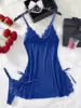 Sexy Lace Sleepwear Two Pieces Set Dress and Thong Lingerie Set Lace up Sexy Night Underwear