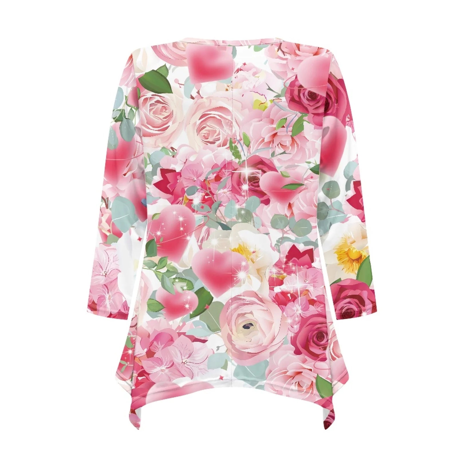 Hawaiian Floral Printed Plus Size Tunic Women's 3/4 Sleeve Tops and Blouses V Neck Shirts Loose Basic Tee Irregular Shirt Dress