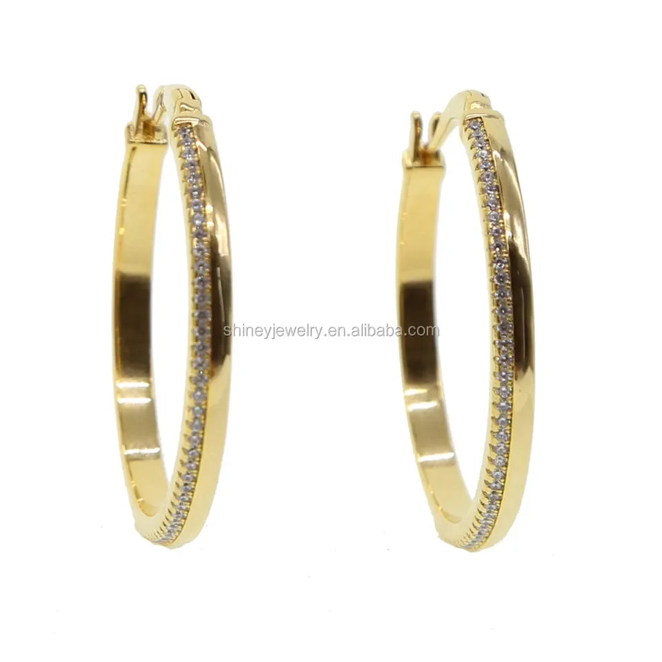 Sparking Bling Classic Fashion Women Jewelry Micro Pave 5A CZ Cubic Zirconia Small Medium Big Sized Hoop Earring