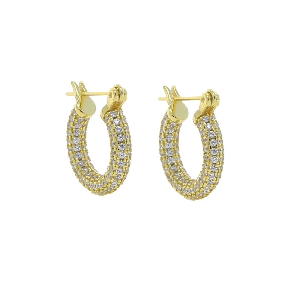 Sparking Bling Classic Fashion Women Jewelry Micro Pave 5A CZ Cubic Zirconia Small Medium Big Sized Hoop Earring