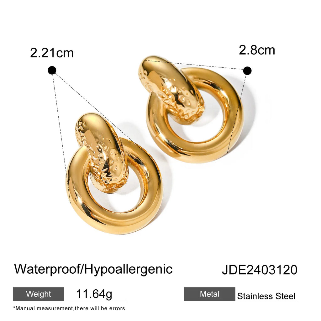New Arrival Jewelry Geometric 18K PVD Gold Plated Earring Round Pendant Stainless Steel Circle Small Hoop Earrings