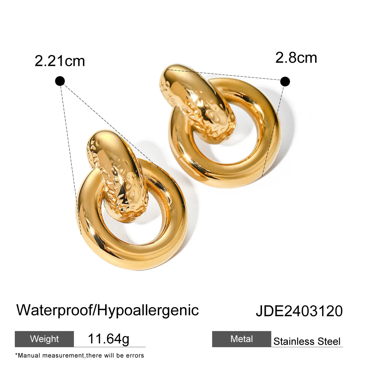 New Arrival Jewelry Geometric 18K PVD Gold Plated Earring Round Pendant Stainless Steel Circle Small Hoop Earrings