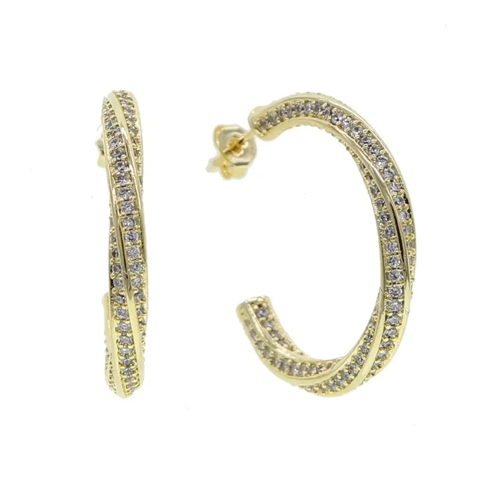 Sparking Bling Classic Fashion Women Jewelry Micro Pave 5A CZ Cubic Zirconia Small Medium Big Sized Hoop Earring