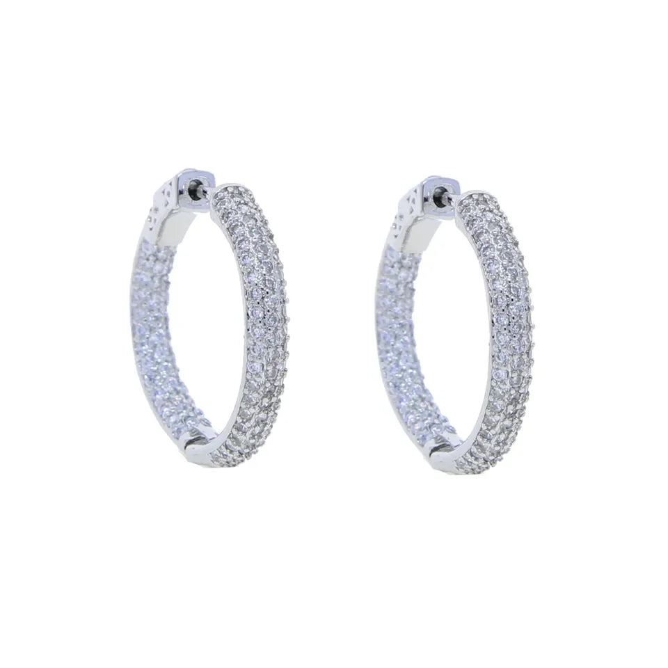 Sparking Bling Classic Fashion Women Jewelry Micro Pave 5A CZ Cubic Zirconia Small Medium Big Sized Hoop Earring