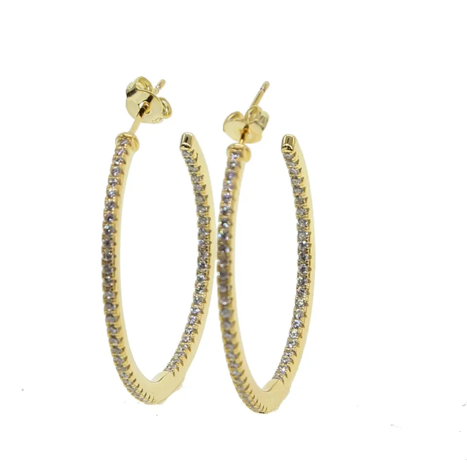 Sparking Bling Classic Fashion Women Jewelry Micro Pave 5A CZ Cubic Zirconia Small Medium Big Sized Hoop Earring