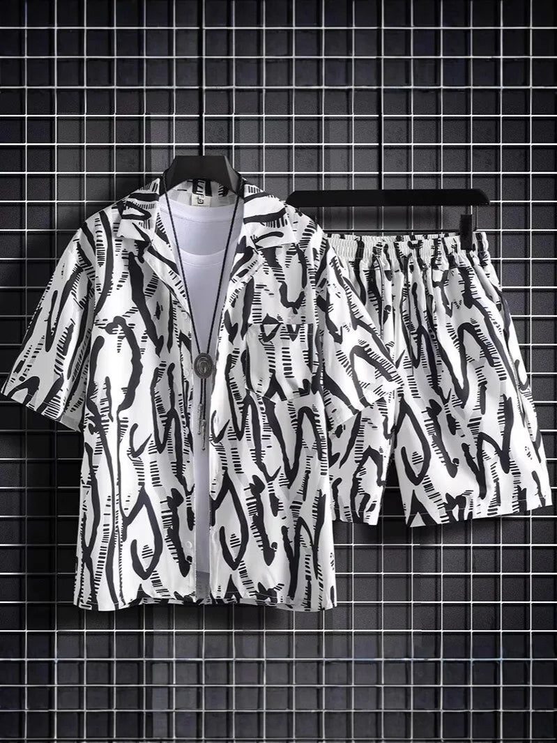 Hainan Beach Suit for Men Summer Casual Floral Poplin Short-Sleeved Shirt Anti-Pilling for Sanya Travel and Seaside Holidays