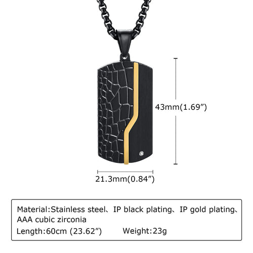 Chrome Titanium Steel Black Tag Stainless Steel White Zircon Dog Tag Pendant Necklace for Man Customized logo  Heart Jewelry