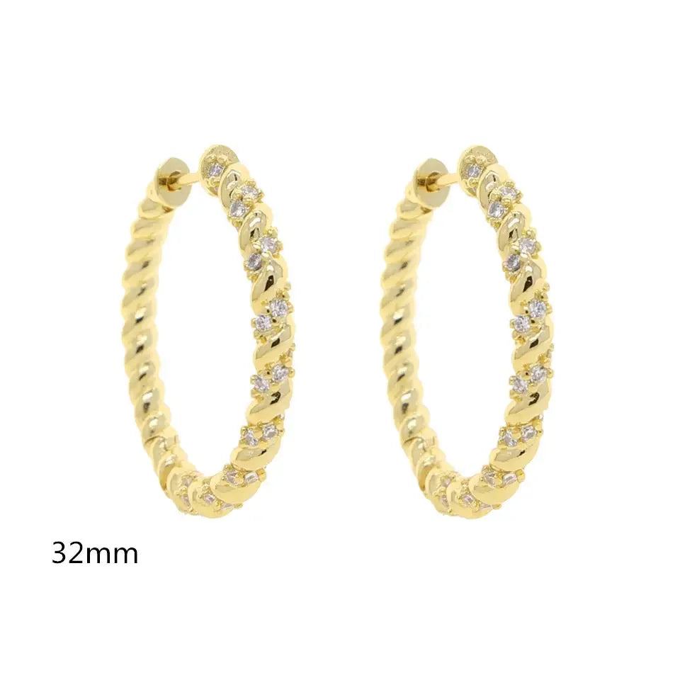 Sparking Bling Classic Fashion Women Jewelry Micro Pave 5A CZ Cubic Zirconia Small Medium Big Sized Hoop Earring