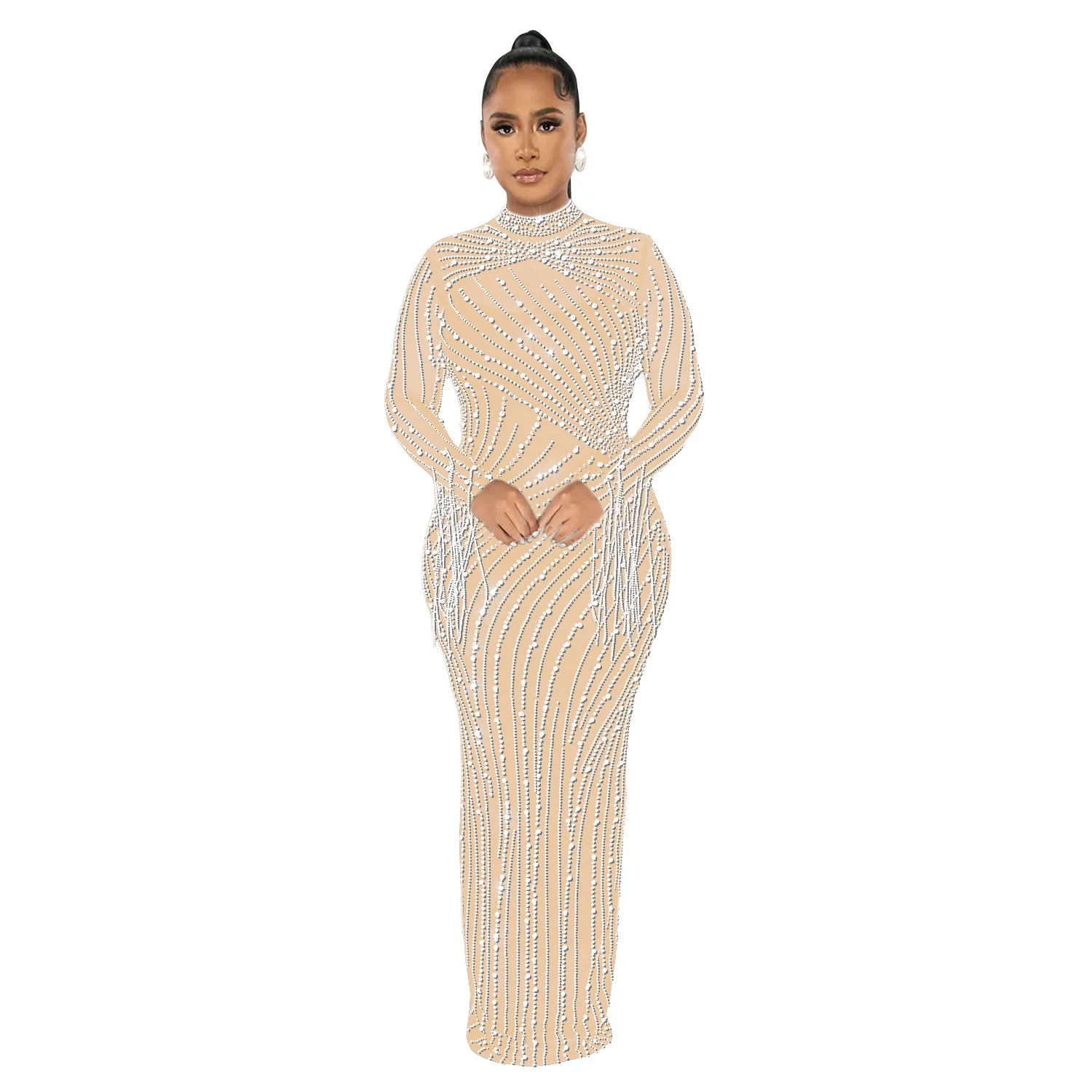 Women's Fashion Embroidery Hot Drill African Dress XL Chiffon Mesh with Feathers for Dinner Parties and Clubs