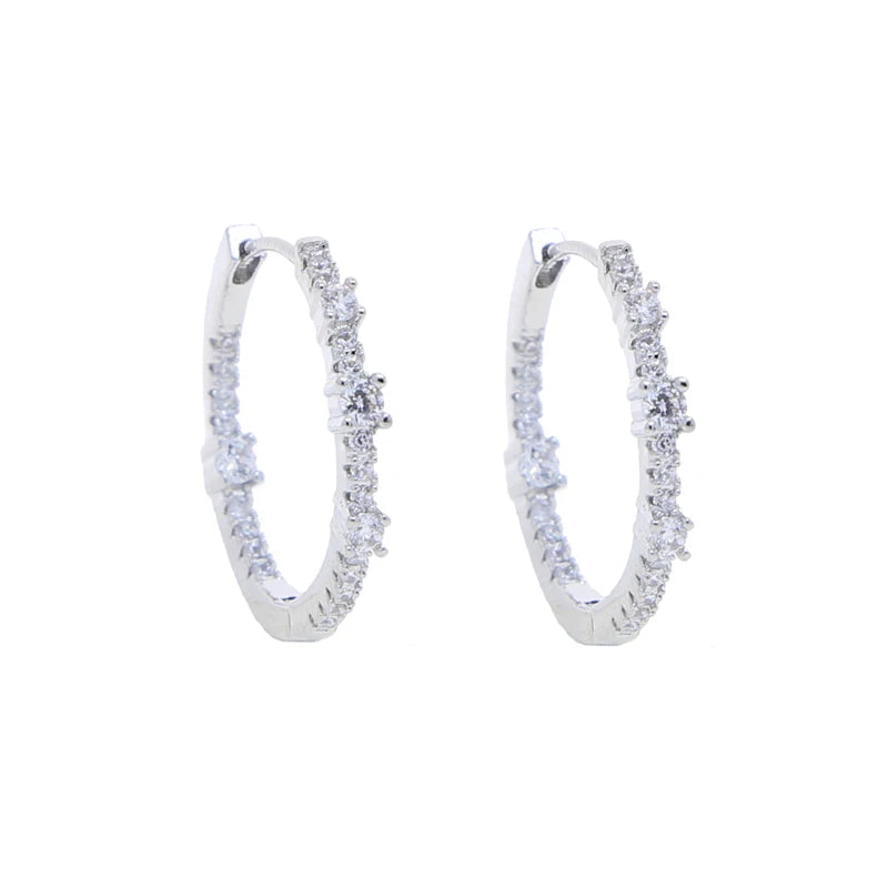 Sparking Bling Classic Fashion Women Jewelry Micro Pave 5A CZ Cubic Zirconia Small Medium Big Sized Hoop Earring