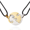 Fashionable Couple Necklaces Stainless Steel Black White Cat Good Luck Heart Pendant Necklace for Best Friends Gift Jewelry