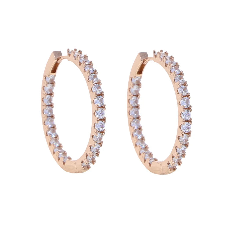 Sparking Bling Classic Fashion Women Jewelry Micro Pave 5A CZ Cubic Zirconia Small Medium Big Sized Hoop Earring
