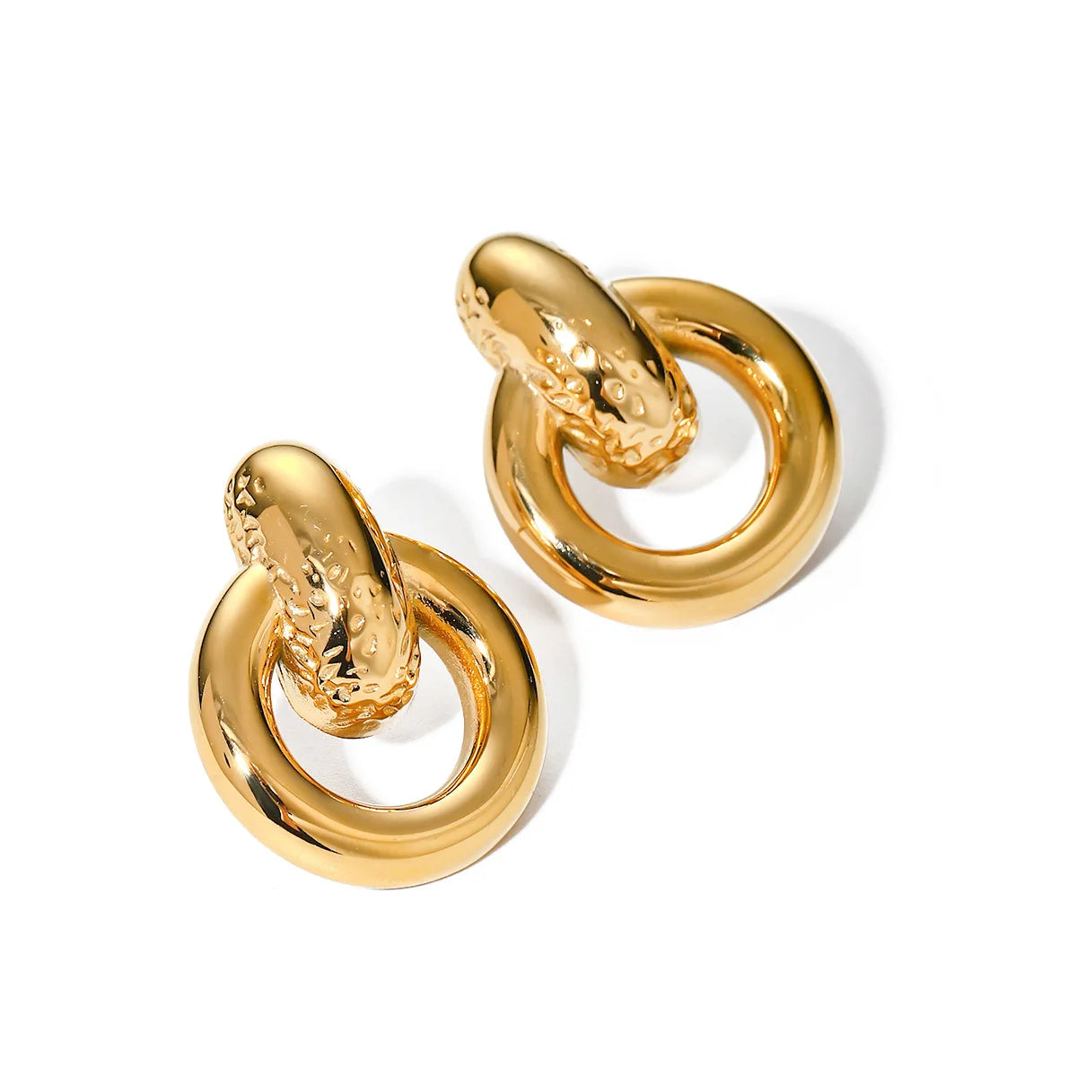New Arrival Jewelry Geometric 18K PVD Gold Plated Earring Round Pendant Stainless Steel Circle Small Hoop Earrings