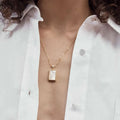 Fashion Jewelry Wholesale Colorful White Shell Necklace Rectangle Pendant Necklace Stainless Steel Necklace