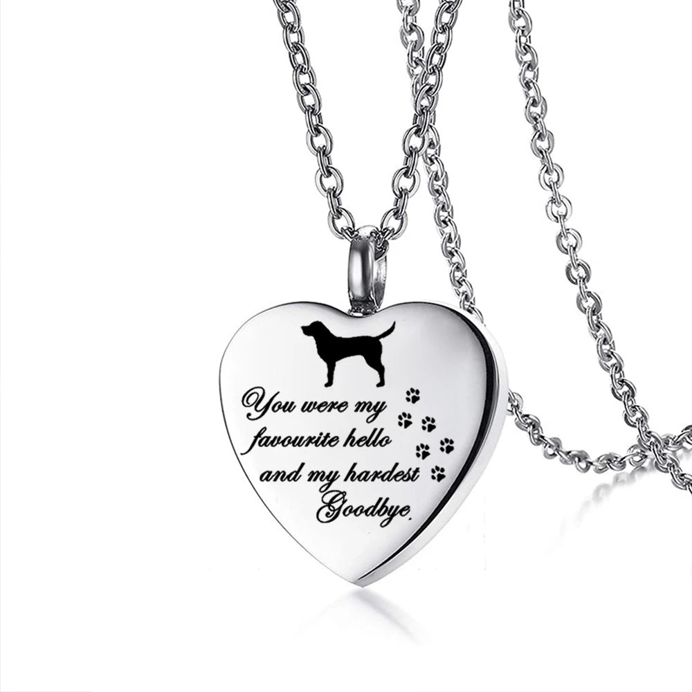 Lovely Dog Print Cremation Pendant Jewelry Ashes Holder Keepsake Cat Dog Memorial Urn Necklace Stainless Steel Cremation Pendant