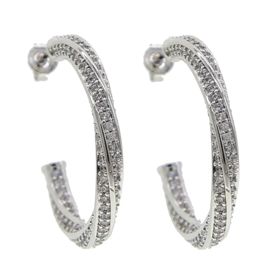 Sparking Bling Classic Fashion Women Jewelry Micro Pave 5A CZ Cubic Zirconia Small Medium Big Sized Hoop Earring