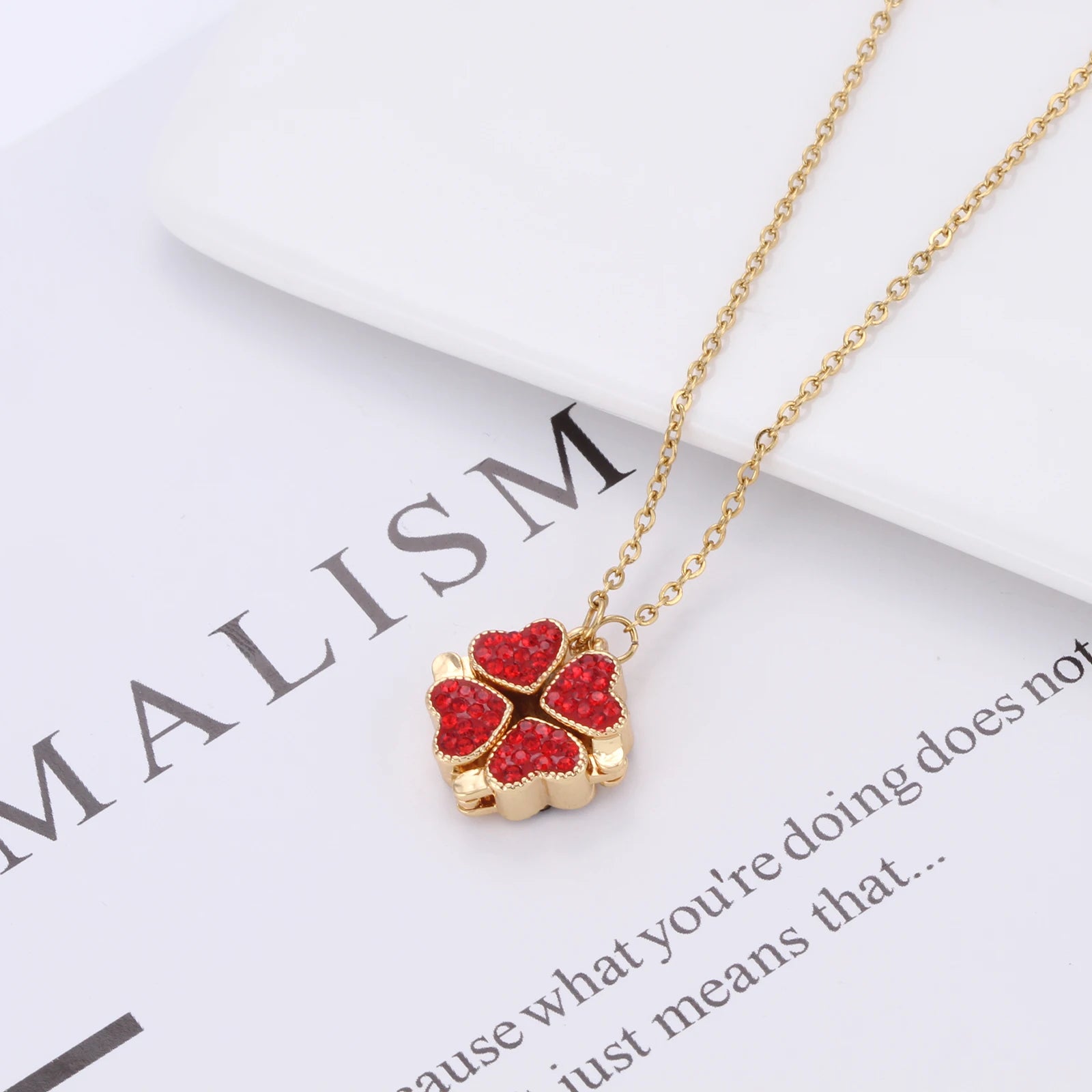 Clover Necklace Jewelry Set Stainless Steel Gold Lucky Magic Lucky Necklace with Lucky Charm Necklace