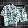 Hainan Beach Suit for Men Summer Casual Floral Poplin Short-Sleeved Shirt Anti-Pilling for Sanya Travel and Seaside Holidays