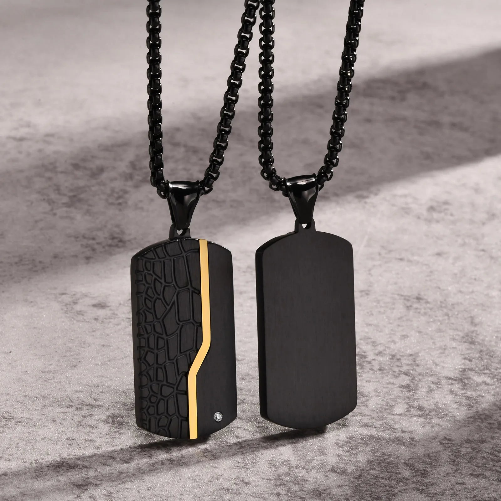 Chrome Titanium Steel Black Tag Stainless Steel White Zircon Dog Tag Pendant Necklace for Man Customized logo  Heart Jewelry