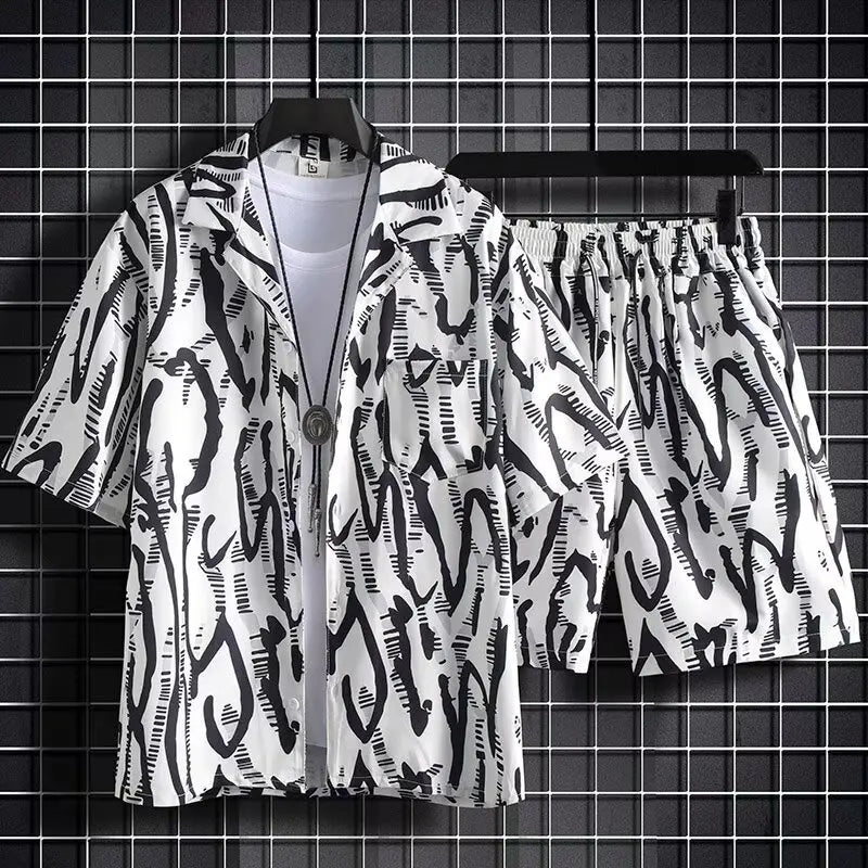 Hainan Beach Suit for Men Summer Casual Floral Poplin Short-Sleeved Shirt Anti-Pilling for Sanya Travel and Seaside Holidays