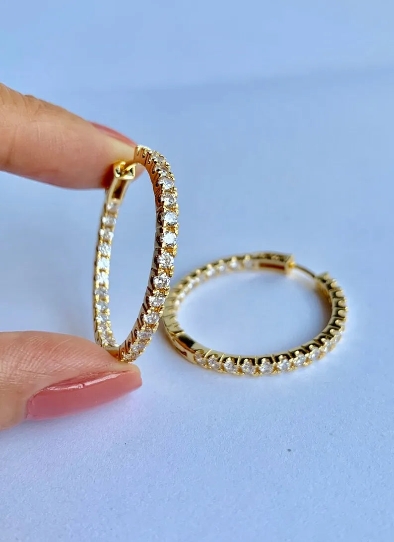 Sparking Bling Classic Fashion Women Jewelry Micro Pave 5A CZ Cubic Zirconia Small Medium Big Sized Hoop Earring