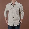 M-6XL New Fashion Men Spring Autumn Shirts Cotton Workwear Pockets Button Lapel Plus Size Long Sleeve Tops Blouse Casual Shirt
