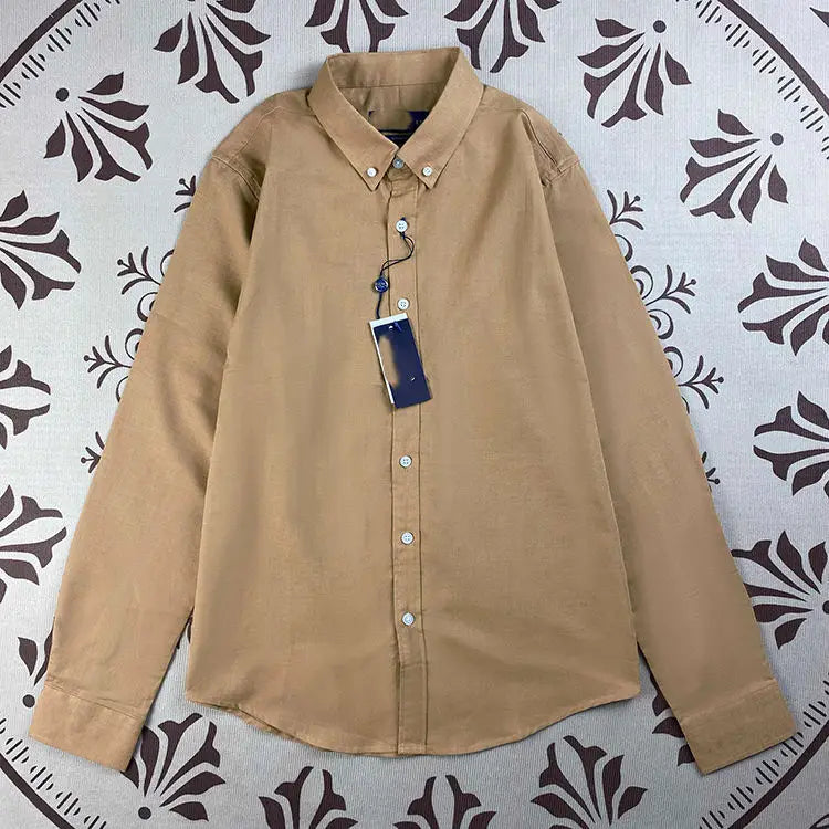 Men's and Linen British Slim T Shirt Long Sleeve Solid Color Floral Leisure Casual Shirt for Business or Autumn Season#RL-2222