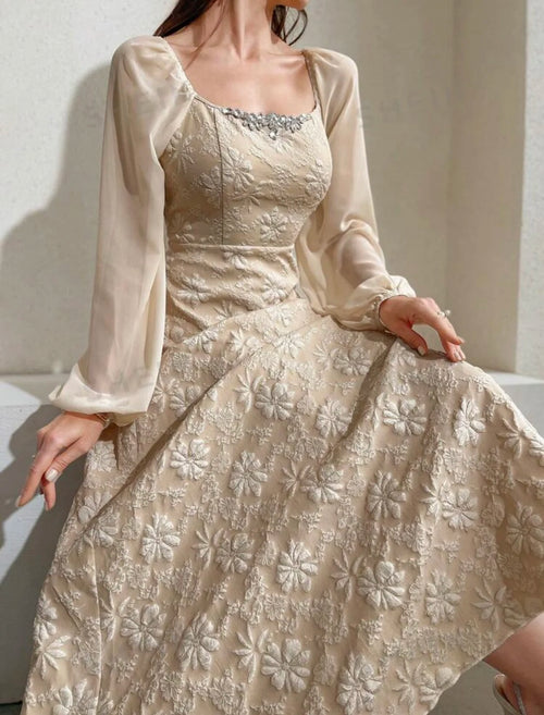 100%Polyester With Stretch 170gsm Medium Weighted 150cm FDY T800 Bubble 3D Textured Jacquard for Making Floral Jacquard Dress