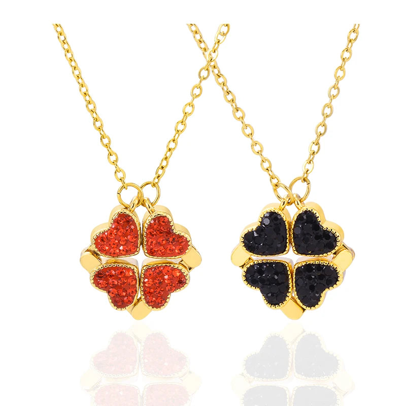 Clover Necklace Jewelry Set Stainless Steel Gold Lucky Magic Lucky Necklace with Lucky Charm Necklace