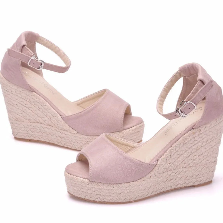 Women's Fashion Shoes Fishmouth Waterplatform Wedge Sandals Plus Size Sandals Bohemian Fishmouth Sandals Hemp Rope High Heeled S
